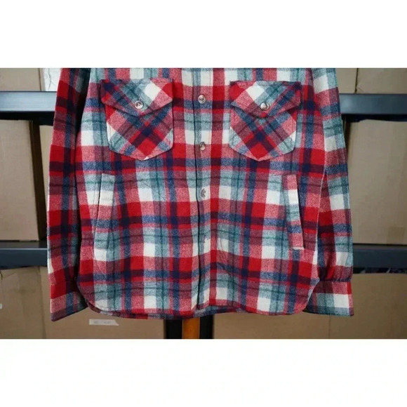 Vintage 90s Tip Top Wool Plaid Button-up S #502 - Picture 4 of 6